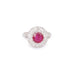 Bague 57 Bague marguerite rubis birman diamants platine or blanc (Certificat) 58 Facettes BRU55