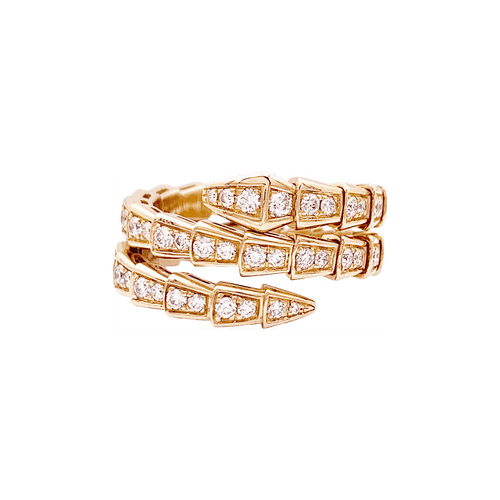Bague 55 Bague Bulgari, "Serpenti Viper", or rose, diamants. 58 Facettes 34524
