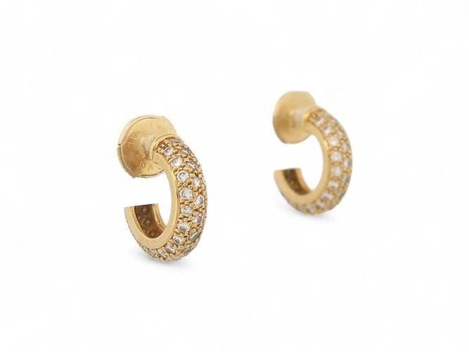 Boucles d'oreilles boucles d'oreilles creoles CARTIER etincelle or jaune 18k pavees s 58 Facettes 270594