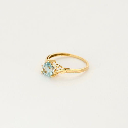 Bague 49 Bague solitaire or jaune et aigue marine 58 Facettes VAN01622