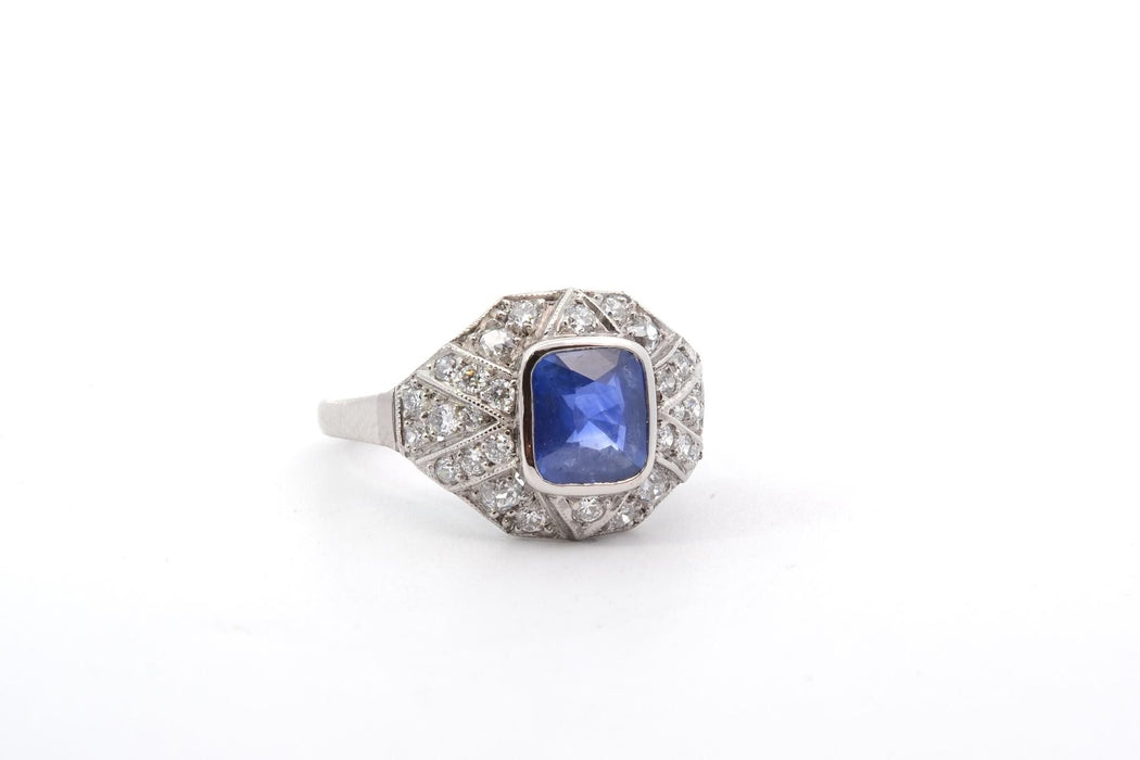 Bague 54 Bague saphir 1,51cts et diamants en platine 58 Facettes 26083-26029