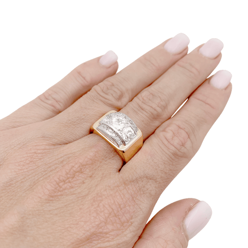 Bague 58 Bague tank or rose, blanc et diamants. 58 Facettes 34324