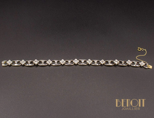 Bracelet Bracelet 1950 or jaune, platine, diamants 58 Facettes A8919
