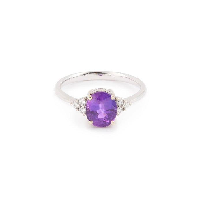 Bague 53 Bague Saphir Mauve 2.07 Cts Diamants Or Gris 58 Facettes B367