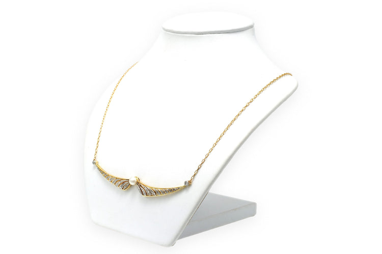 Collier Collier Art Déco or jaune, perle, diamants taille rose et taille brillant 58 Facettes 22777