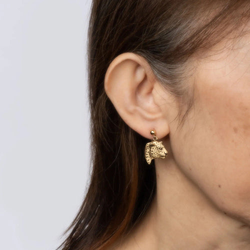 Boucles d'oreilles Gayle Bright Jaguar Bust Earrings Vintage Gold 58 Facettes G13447