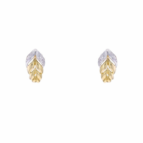 Boucles d'oreilles feuilles diamants or jaune