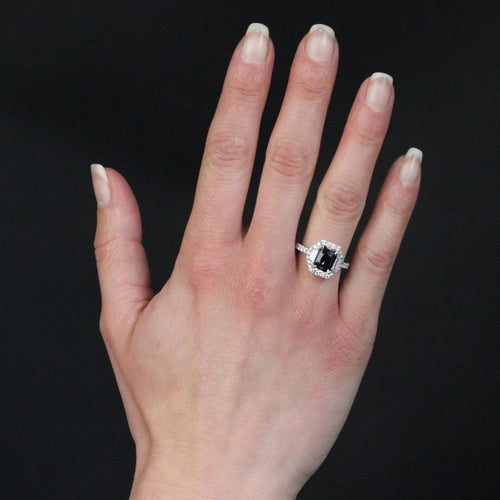 Bague 53 Bague diamants et saphir bleu intense 58 Facettes 24-155