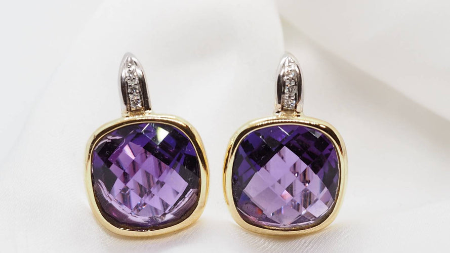 Boucles d'oreilles Boucles d'oreilles en deux ors, améthyste et diamants 58 Facettes 30489