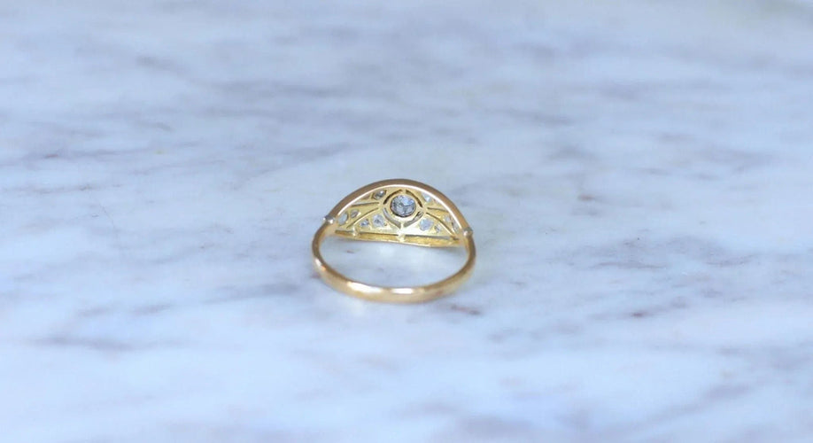 Bague 59 Bague Bandeau Art Déco 2 ors, diamants 58 Facettes