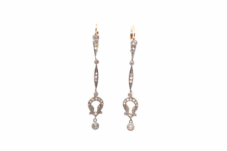 Boucles d'oreilles art déco diamants