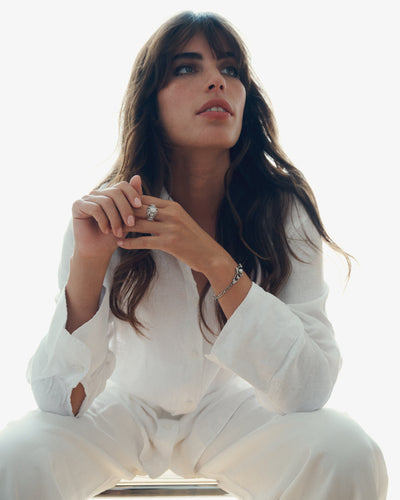 Bracelet Bracelet Art Deco Perle Fine et Diamants sur Platine 58 Facettes