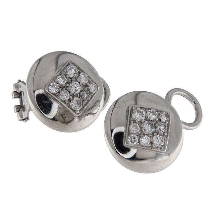 Boucles d'oreilles disques en or blanc et diamants