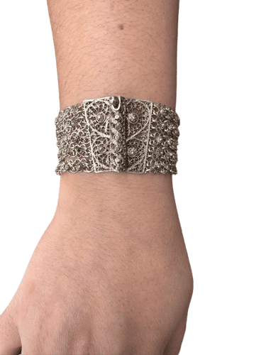 Bracelet Bracelet manchette en argent égyptien à cinq rangs de maillons 58 Facettes