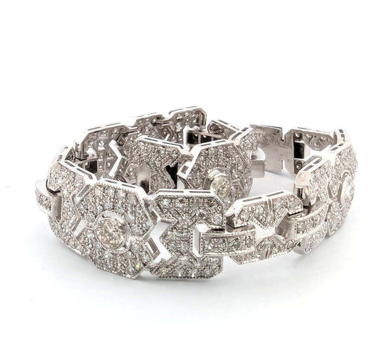 Bracelet Bracelet Art Déco en platine massif avec diamants 58 Facettes
