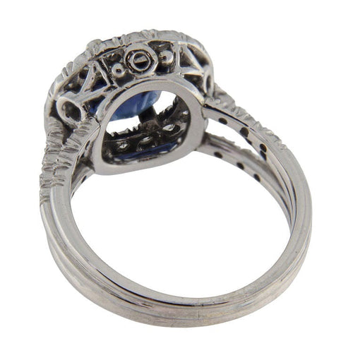 Bague 55.5 Bague en or blanc avec saphir et diamants 58 Facettes G3860