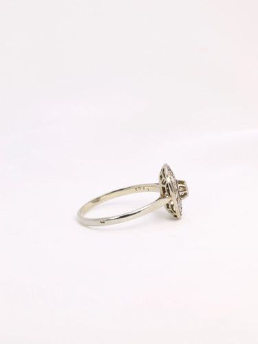 Bague Bague Belle Epoque ovale or platine diamant 0,15 ct 58 Facettes J324