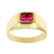 Bague pour homme en or jaune avec pierre rouge