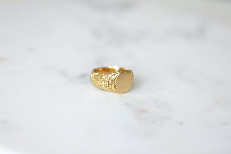 Bague 53 Chevalière Ancienne Tête de Faune en Or Jaune 58 Facettes