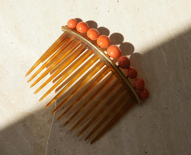 Peigne à Cheveux Ancien Corail Or Jaune 58 Facettes