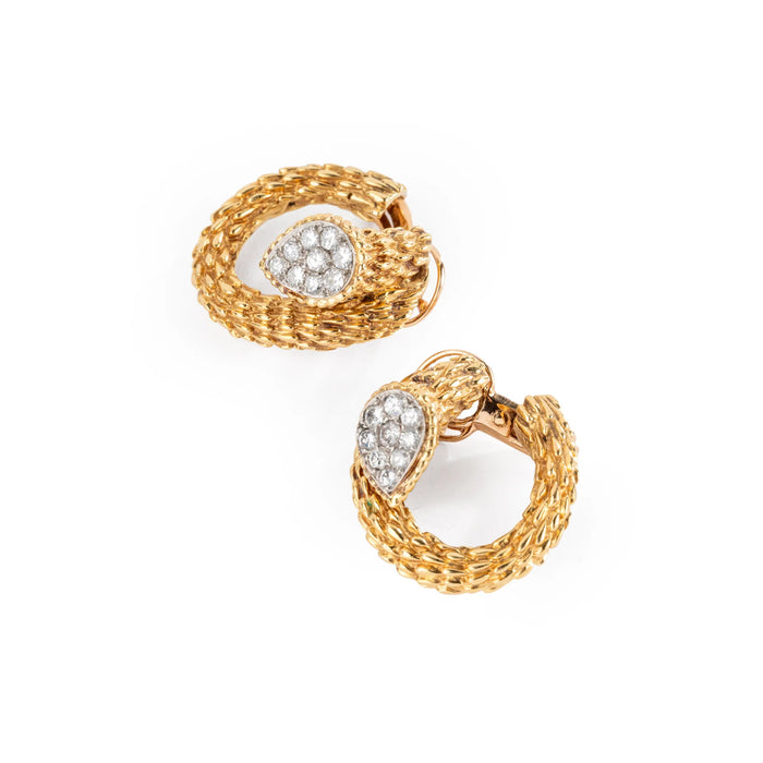 Boucheron - Boucles d'oreilles Vintage Serpent Bohème or jaune et diamants