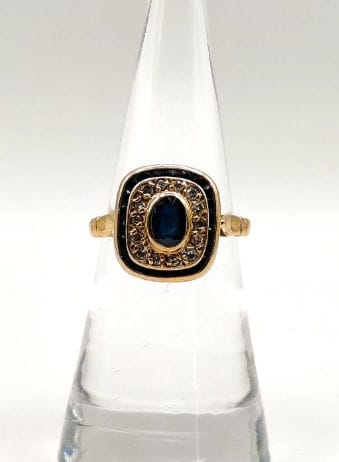 Bague 51.5 Bague Vintage style Art Déco or jaune, saphirs et diamants 58 Facettes