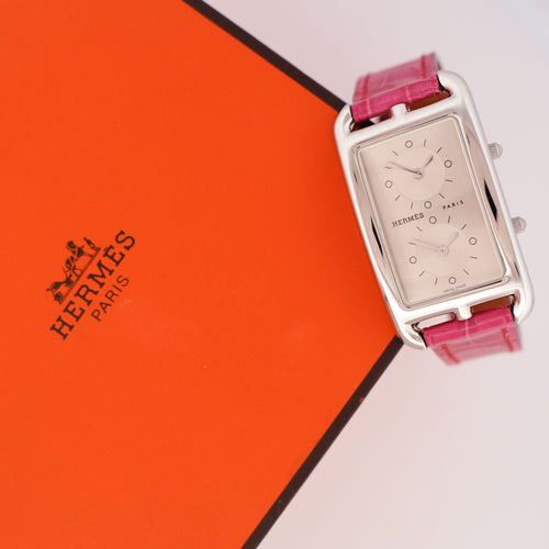 Montre Hermès Cape Cod Dual Time - Cadran argenté - GM 58 Facettes