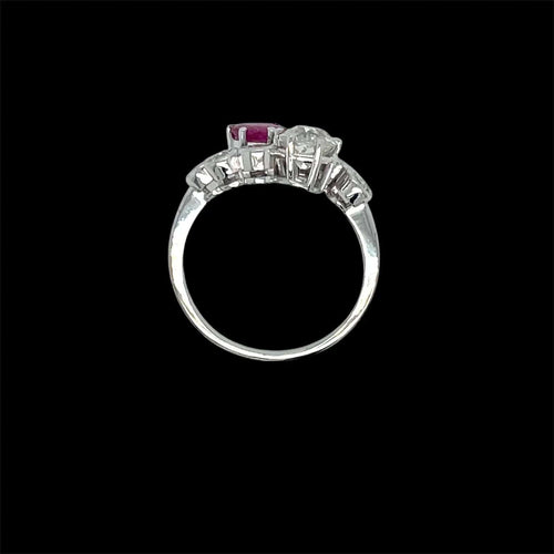 Bague Victorian Certified Natural Unheated Ruby Diamond Vous et Moi Ring 58 Facettes