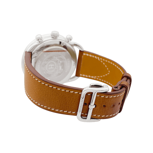 Montre Montre Hermès, "Arceau Chronographe", acier, cuir. 58 Facettes 34360