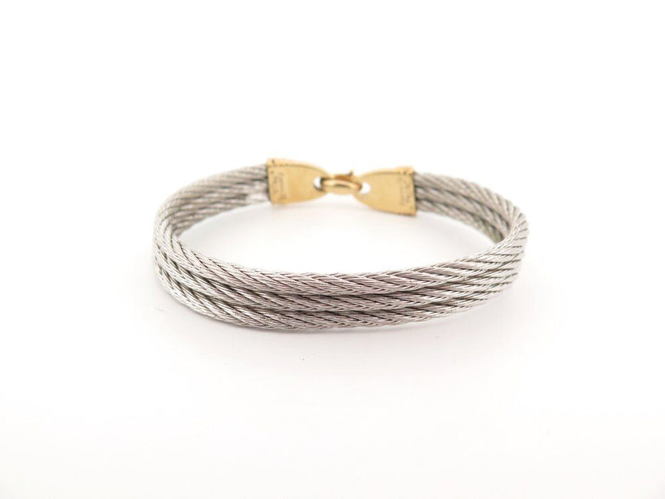 vintage bracelet FRED force 10 cable 24 cm acier et or jaune