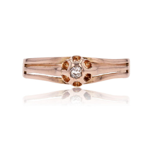 Ring 54 Old rose gold diamond solitaire ring 58 Facettes 18-078