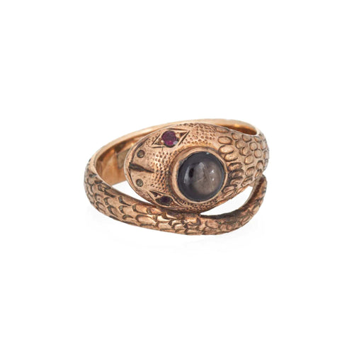 Bague 45 Bague serpent rubis saphir étoile noire, bijoux Serpent Vintage en or rose 58 Facettes G12688