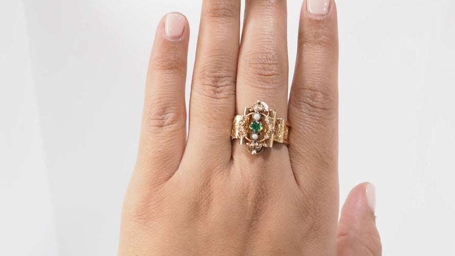 Bague 63 Bague large Fin XIxème en or rose 58 Facettes 32644