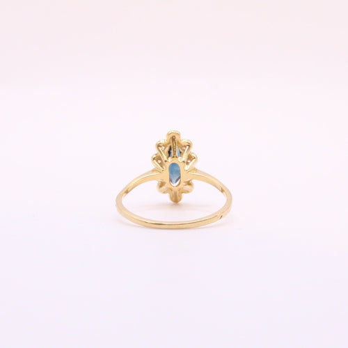 Bague 52 Bague marquise saphir et diamants or jaune 58 Facettes