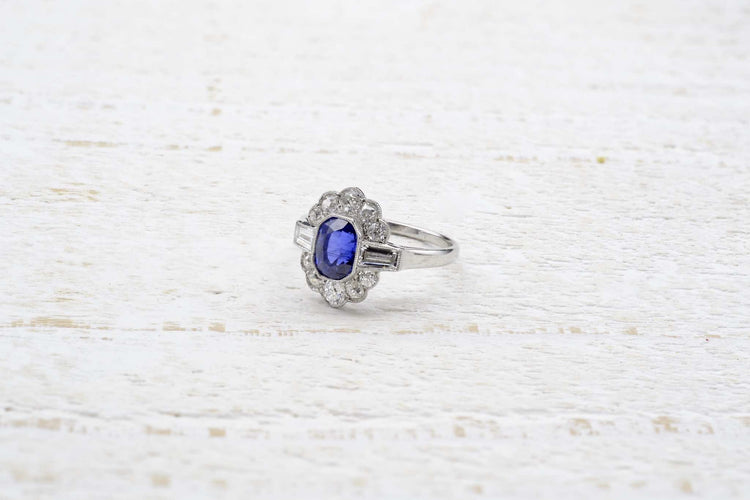 Bague Bague Platine Saphir Diamants 58 Facettes 22801