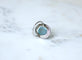 Bague 53.5 Bague Marguerite or blanc, Cabochon Aigue-Marine et Diamants 58 Facettes