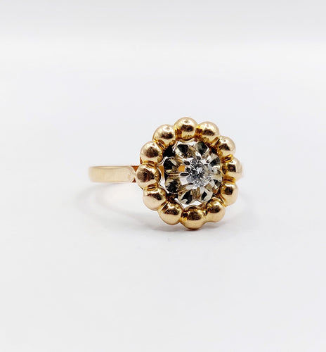 Bague 50.5 Bague fleur Art Déco or rose et diamant 58 Facettes A06258