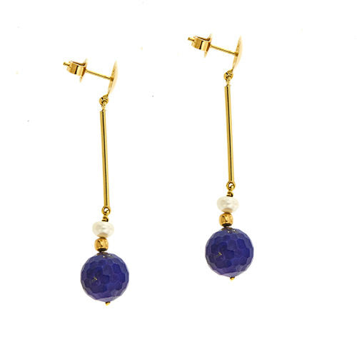 Boucles d'oreilles avec perles et lapis-lazuli