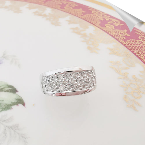 Bague 51.5 Bague Bandeau Diamants Or Blanc 58 Facettes AA 1519