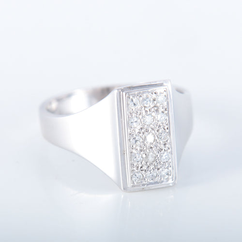 Bague 59 Bague Chevalière pavage Diamants 58 Facettes 8397