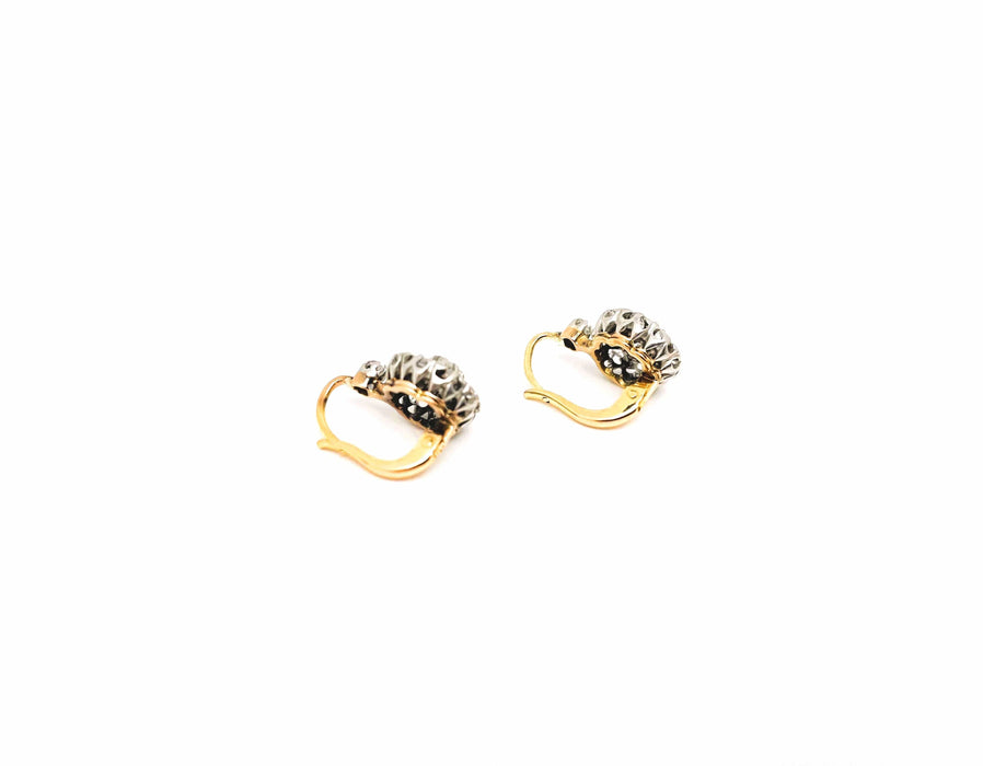 Boucles d'oreilles Boucles d'oreilles dormeuses marguerites or rose platine diamants 58 Facettes