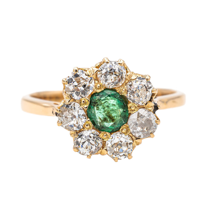 Bague Marguerite Or rose Emeraude