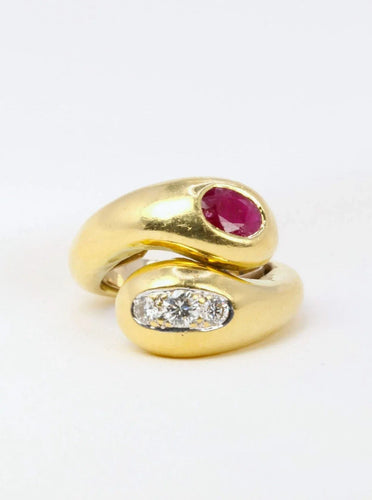 Bague 52 Bague vintage serpent en or, rubis et diamants 58 Facettes J37