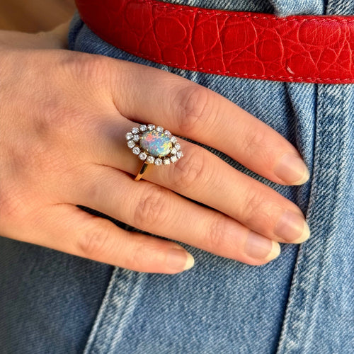 Bague marquise opale