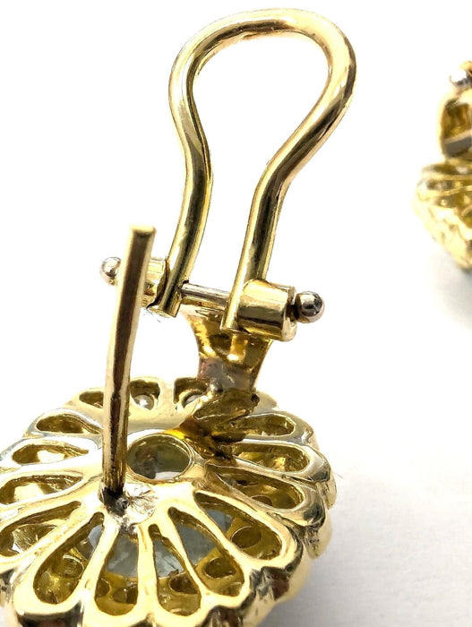 Boucles d'oreilles Boucles d'oreilles en or jaune avec aigue-marine et diamants 58 Facettes