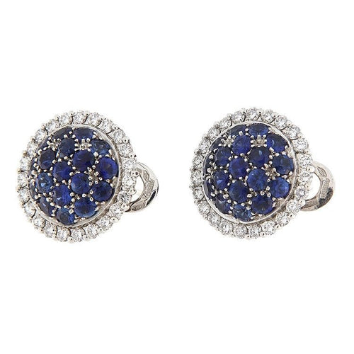Boucles d'oreilles Boucles d'oreilles en or blanc avec saphirs et diamants 58 Facettes G3818