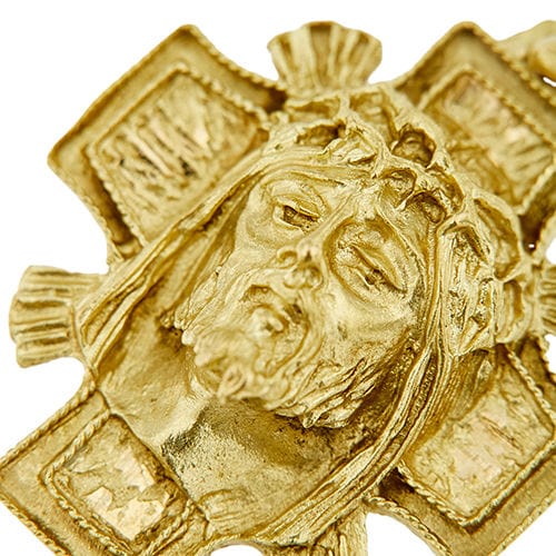 Pendentif en or jaune avec croix et Christ