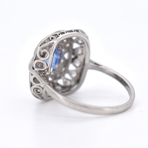 Bague 56 Bague Vintage Saphir et Diamants, Style Art Déco 58 Facettes