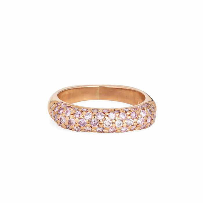 Bague 50 Bague Carrée Saphir Rose Pavé Or Rose 58 Facettes G13034