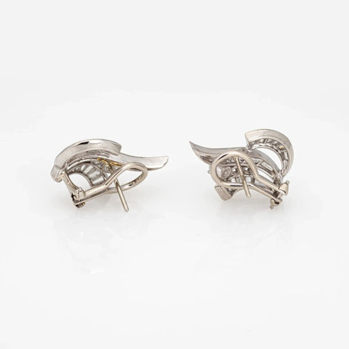 Boucles d'oreilles 1.25ct Mixed Cut Diamond Earrings Mid Century Platinum Fine Estate Jewelry 58 Facettes G13530